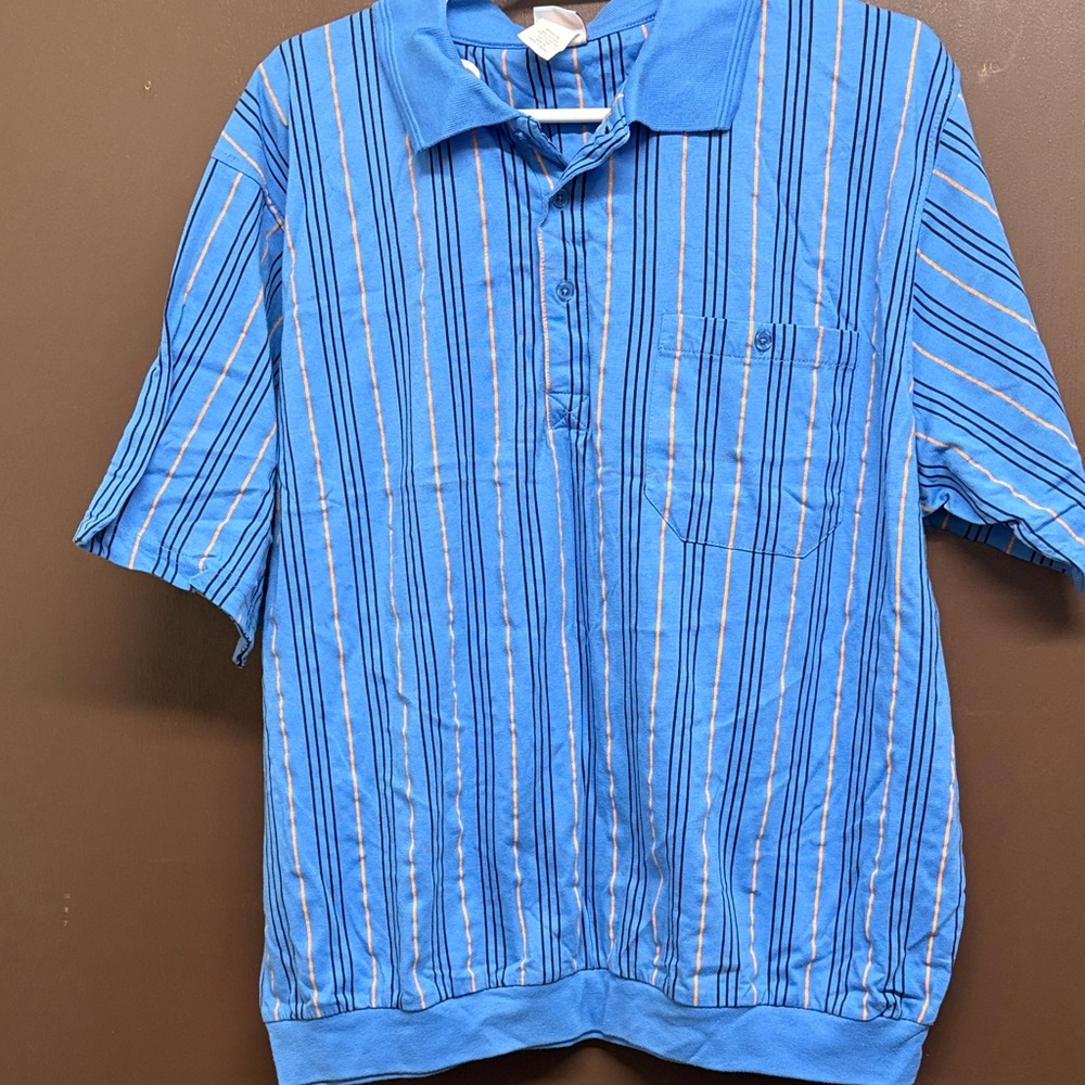 Haband Blue Striped Polo Shirt for Men